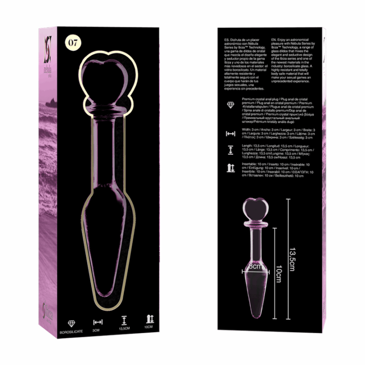 NEBULA SERIES BY IBIZA - MODELO 7 ANAL PLUG VIDRO BOROSILICADO ROSA 13.5 CM -O- 3 CM
