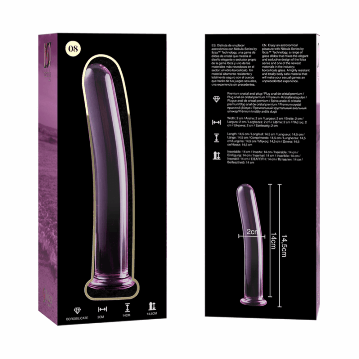 NEBULA SERIES BY IBIZA - MODELO 8 DILDO VIDRO BOROSILICADO ROSA 14.5 CM -O- 2 CM