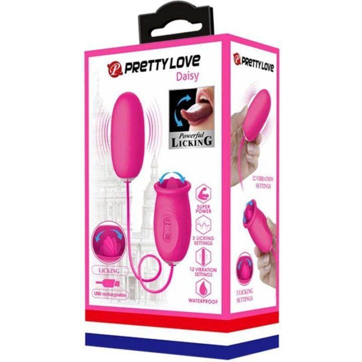PRETTY LOVE - OVO VIBRADOR DAISY + LÍNGUA ESTIMULANTE DE CLITÓRIS ROSA