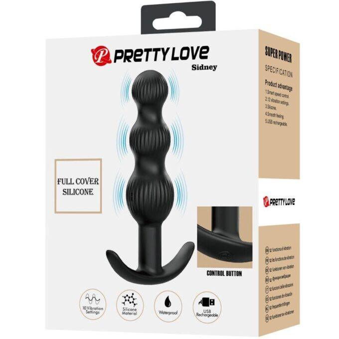 PRETTY LOVE - VIBRADOR ANAL SIDNEY 10 VIBRAÇÕES PRETO