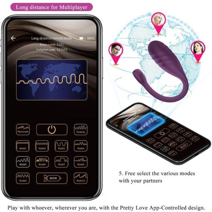 PRETTY LOVE - VIBRADOR CONTROLADO POR APLICATIVO LEVIATHAN ROXO