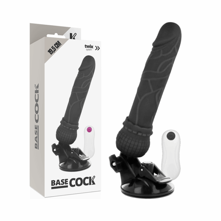 BASECOCK - REALISTIC VIBRATOR REMOTE CONTROL BLACK 19.5 CM -O- 4 CM
