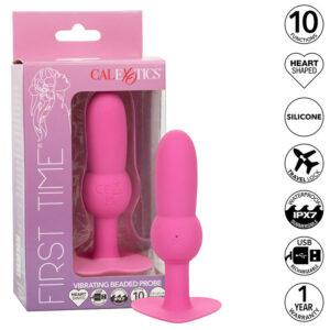 CALEXOTICS - FIRST TIME PLUG ANAL SONDA DE CONTAS 10 VIBRAÇÕES ROSA