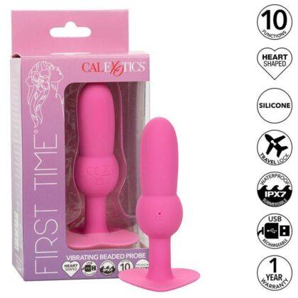 CALEXOTICS - FIRST TIME PLUG ANAL SONDA DE CONTAS 10 VIBRAÇÕES ROSA