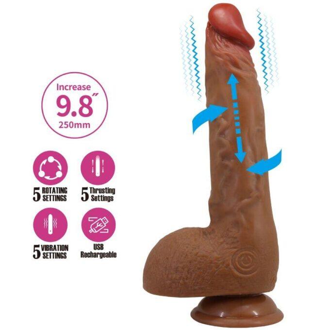 BAILE - BEAUTIFUL WILKS VIBRADOR REALÍSTICO 5 AJUSTES 25 CM MULATO