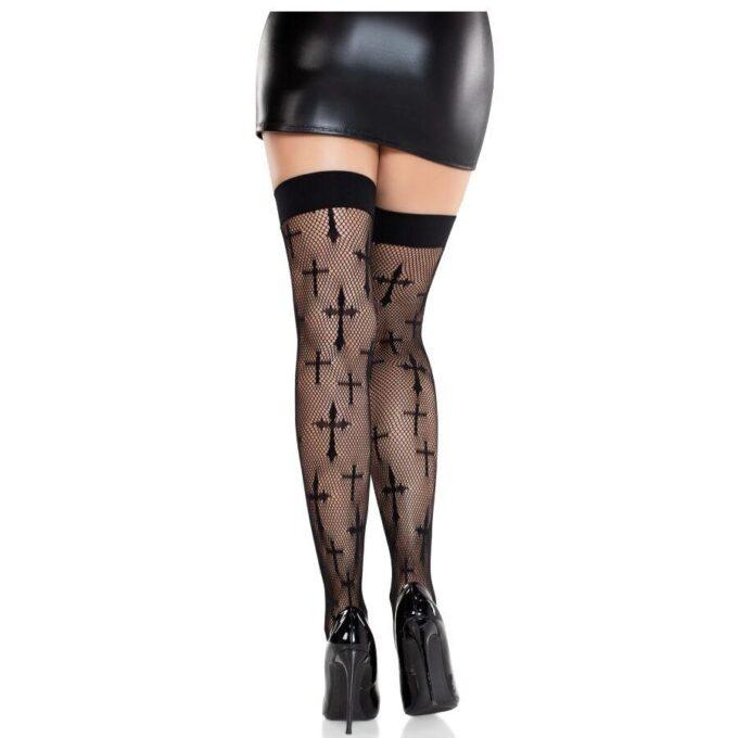 LEG AVENUE - MEIA DE RENDA WORSHIP ME PRETA