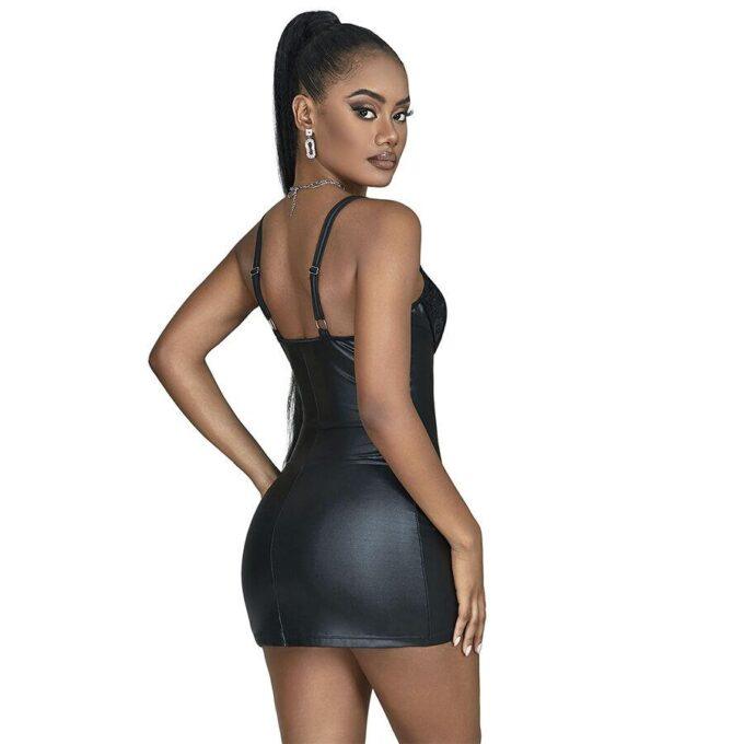 SUBBLIME - 957568 VESTIDO DE COURO COM ZÍPER PRETO S/M