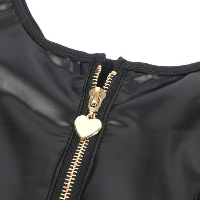 SUBBLIME - 957667 VESTIDO DE COURO COM ZÍPER DE CORAÇÃO PRETO S/M