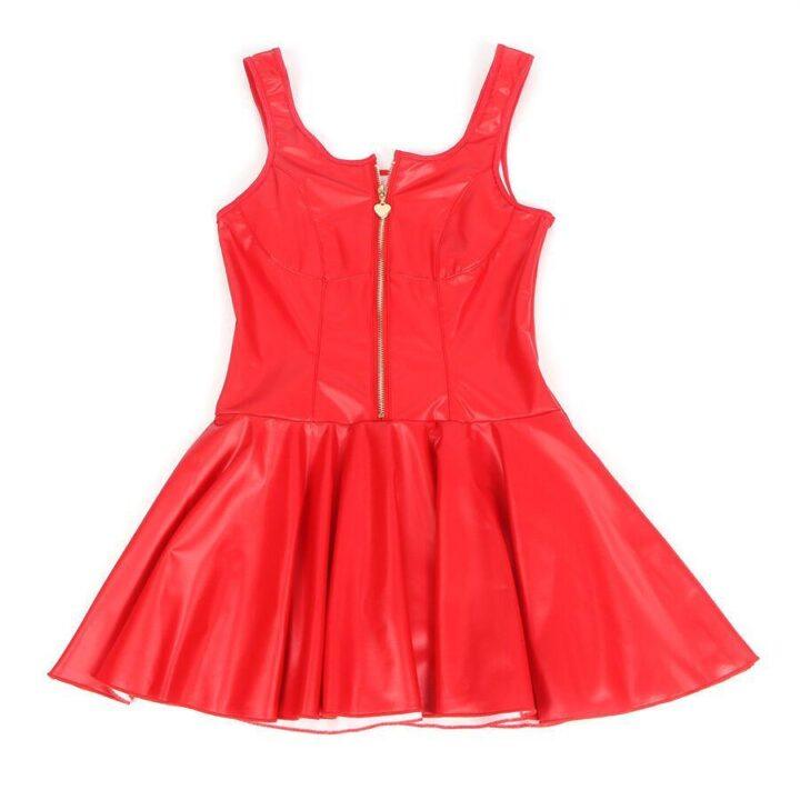 SUBBLIME - 957681 VESTIDO DE COURO COM ZÍPER DE CORAÇÃO VERMELHO S/M