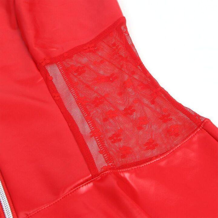 SUBBLIME - 957735 VESTIDO DE COURO COM ZÍPER DE RENDA VERMELHO L/XL