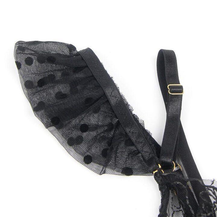 SUBBLIME - 957483 CONJUNTO DE SUTIÃ E LIGA DE RENDA PRETO S/M