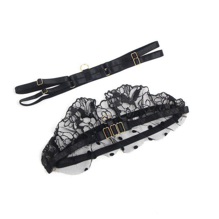 SUBBLIME - 957490 CONJUNTO DE SUTIÃ E LIGA DE RENDA PRETO L/XL