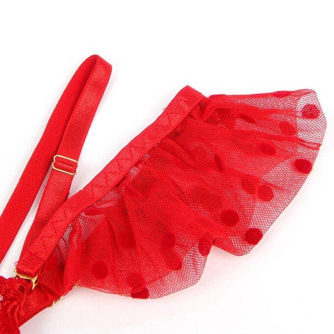 SUBBLIME - 957506 CONJUNTO DE SUTIÃ E LIGA DE RENDA VERMELHO S/M