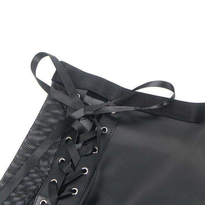 SUBBLIME - 957582 CONJUNTO DE SUTIÃ E SAIA DE COURO PRETO S/M