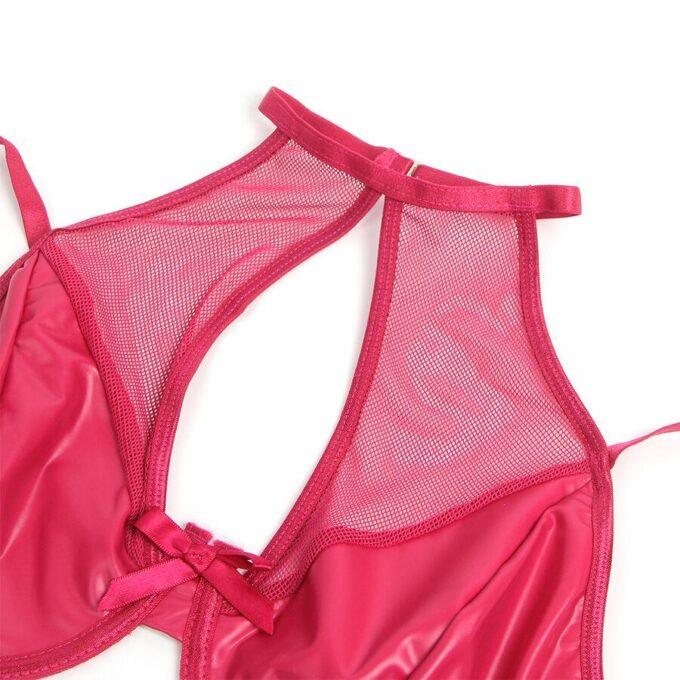 SUBBLIME - 957605 CONJUNTO DE SUTIÃ E SAIA DE COURO VERMELHO S/M