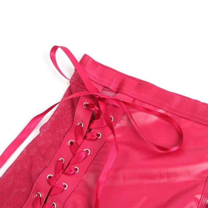 SUBBLIME - 957612 CONJUNTO DE SUTIÃ E SAIA DE COURO VERMELHO L/XL