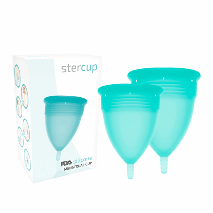 STERCUP - PACOTE DE COPO MENSTRUAL DE SILICONE FDA TAMANHO S + L AQUAMARINE