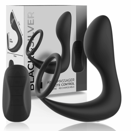 BLACK&SILVER - MASSAGER ANAL COM CONTROLE REMOTO SILICONE RECARREGVEL PRETO