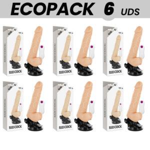 ECOPACK 6 UNIT - BASECOCK VIBRADOR REALISTA CONTROLE REMOTO NATURAL COM TESTÍCULOS 19.5 CM -O- 4 CM