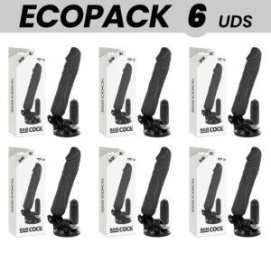 ECOPACK 6 UNIT - BASECOCK CONTROLE REMOTO VIBRADOR REALÍSTICO PRETO 20 CM -O- 4 CM