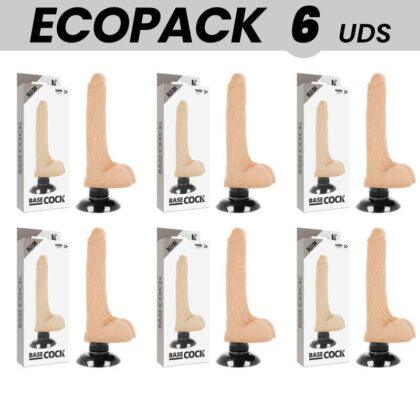 ECOPACK 6 UNIT - BASECOCK VIBRADOR REALÍSTICO 2-1 NATURAL 18.5 CM -O- 4 CM