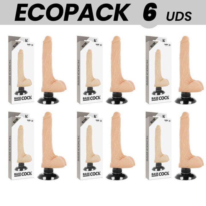 ECOPACK 6 UNIT - BASECOCK VIBRADOR REALÍSTICO 2-1 NATURAL 18.5 CM -O- 4 CM