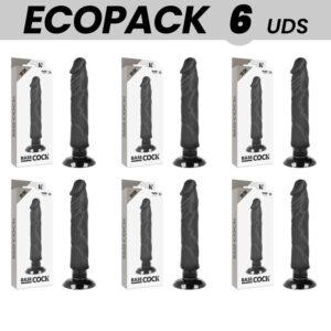 ECOPACK 6 UNIT - BASECOCK VIBRADOR REALÍSTICO BASECOCK 2-1 PRETO 20 CM -O- 4 CM