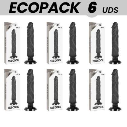 ECOPACK 6 UNIT - BASECOCK VIBRADOR REALÍSTICO BASECOCK 2-1 PRETO 20 CM -O- 4 CM