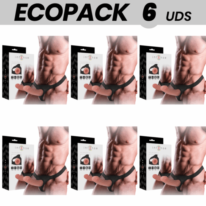 ECOPACK 6 UNIDADES - INTENSE ARNÊS OCO COM DILDO 16 X 3 CM