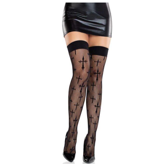 LEG AVENUE - MEIA DE RENDA WORSHIP ME PRETA