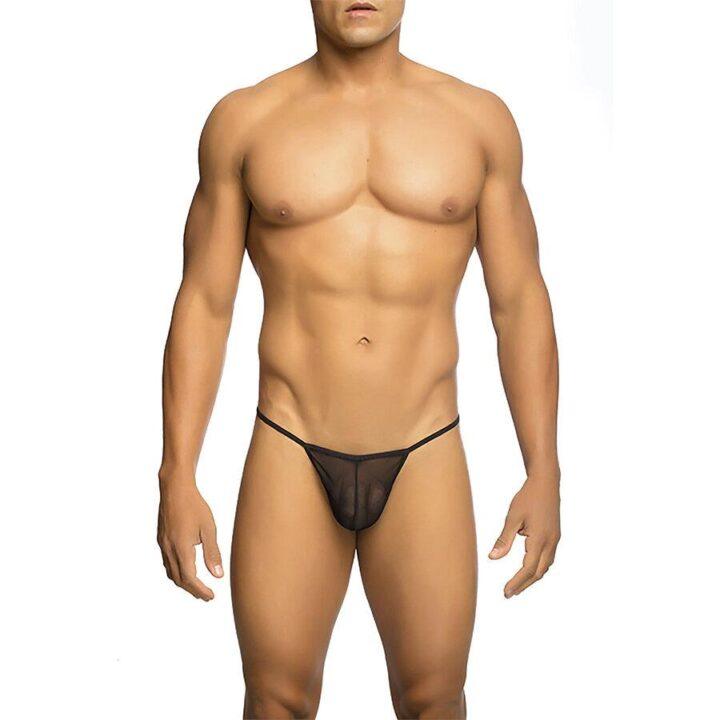 MOB - TANGA T-SHAPED TRANSPARENTE PRETA TAMANHO P/M