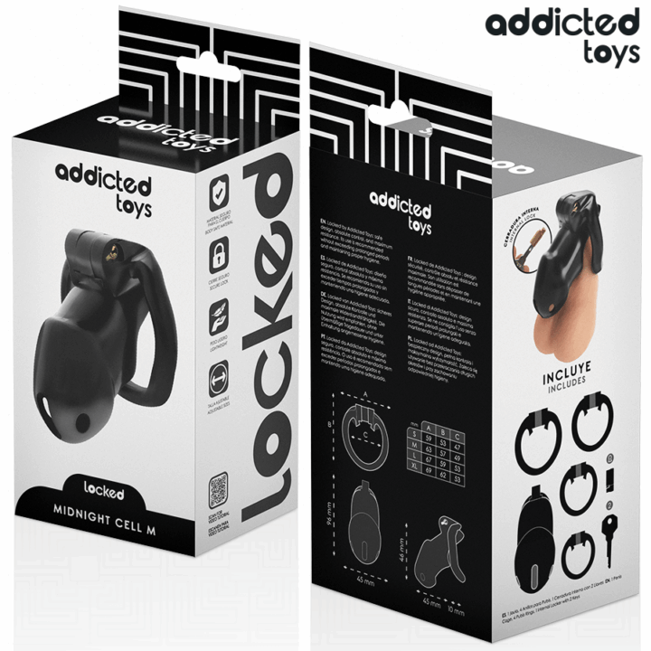 ADDICTED TOYS LOCKED - GAIOLA PARA PÊNIS CELL MINDNIGHT 4.2 CM TAMANHO M