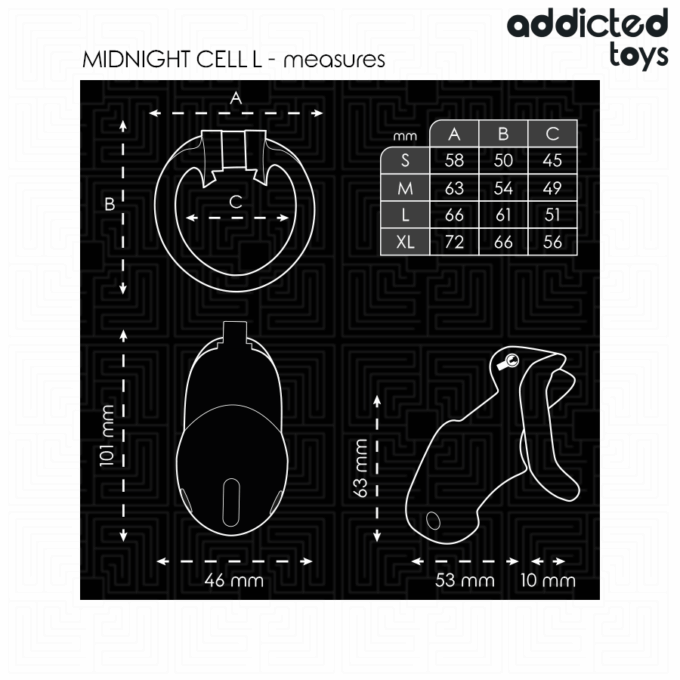 ADDICTED TOYS LOCKED - GAIOLA DE PÊNIS CELL MINDNIGHT TAMANHO L