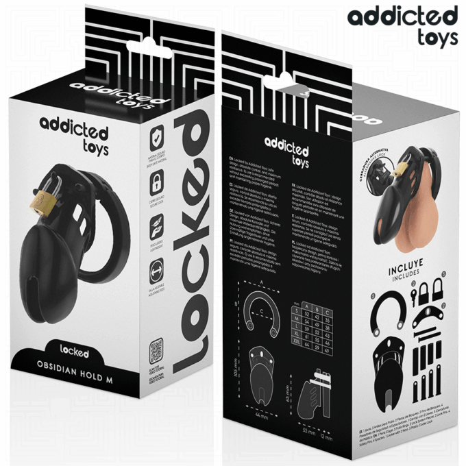ADDICTED TOYS LOCKED - GAIOLA DE PÊNIS DE OBSIDIANA TAMANHO M