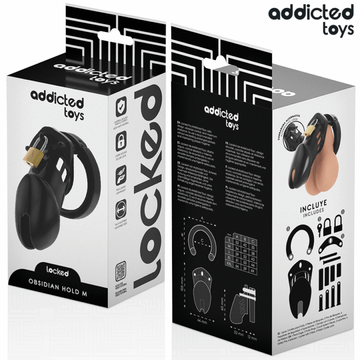 ADDICTED TOYS LOCKED - GAIOLA DE PÊNIS DE OBSIDIANA TAMANHO M
