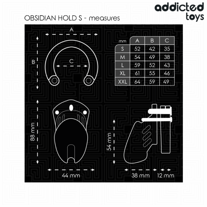 ADDICTED TOYS LOCKED - GAIOLA DE PÊNIS DE OBSIDIANA TAMANHO S