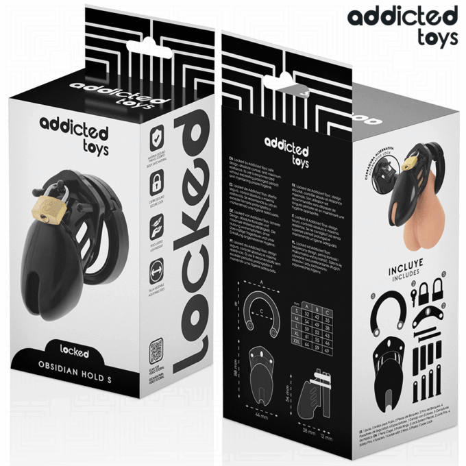 ADDICTED TOYS LOCKED - GAIOLA DE PÊNIS DE OBSIDIANA TAMANHO S