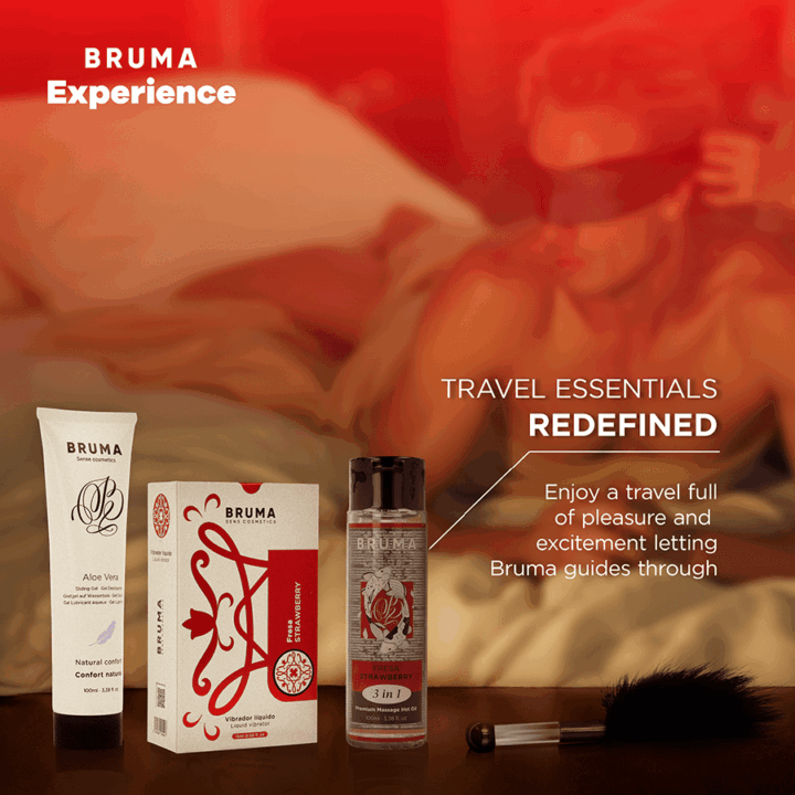 BRUMA XPERIENCE - KIT DE TENTAÇÃO VIBRO-ORGÁSMICA DE MORANGO DOCE