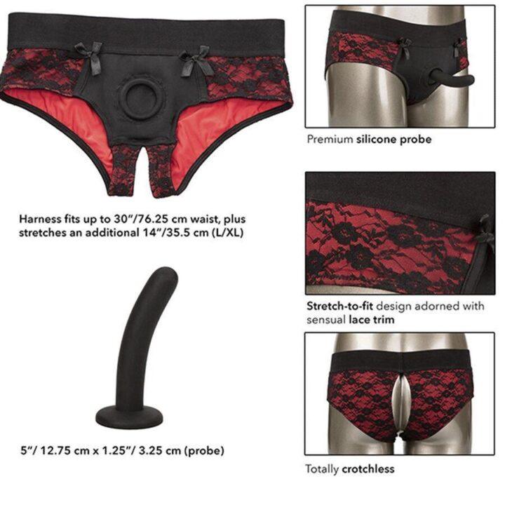 CALEXOTICS - CONJUNTO DE CALCINHAS SCANDAL SEM FUNDO COM DILDO TAMANHO L/XL