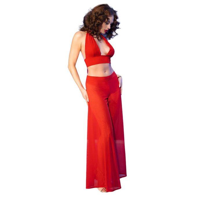 CHILIROSE - CR 4857 CONJUNTO DE BLUSA E CALÇA VERMELHA TAMANHO G