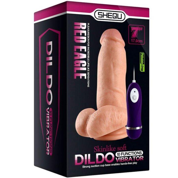 SHEQU - RED EAGLE VIBRADOR DILDO COM CONTROLE REMOTO 17 CM
