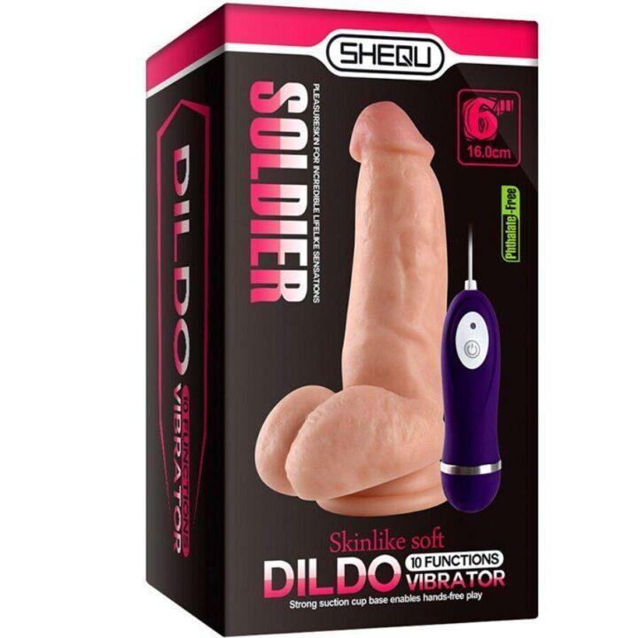 SHEQU - SOLDADO VIBRADOR DILDO COM CONTROLE REMOTO 16 CM