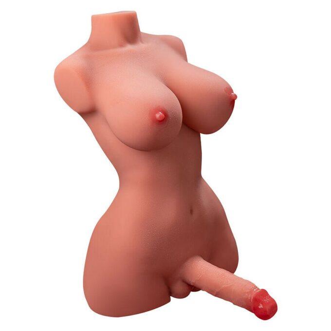XISE - LINDO LADY BOY TORSO FEMININO COM DILDO COM VIBRAÇÃO E IMPULSÃO 49 CM