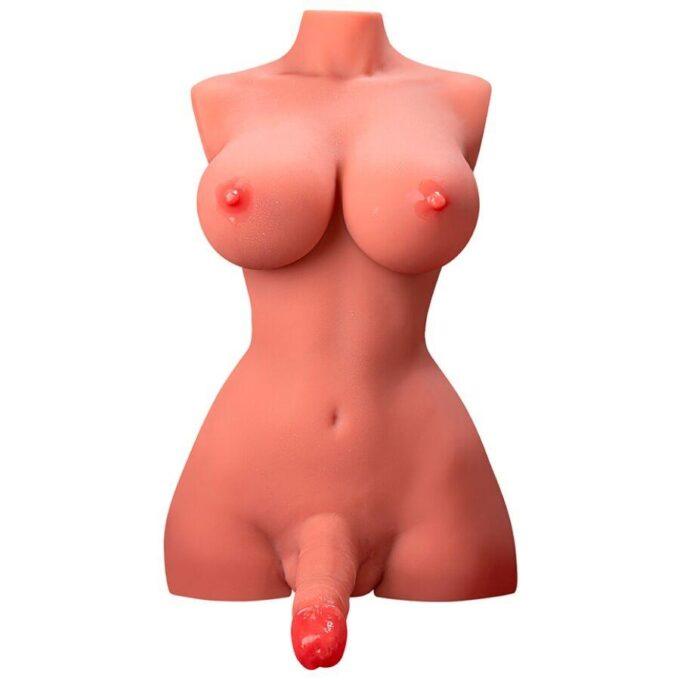 XISE - LINDO LADY BOY TORSO FEMININO COM DILDO COM VIBRAÇÃO E IMPULSÃO 49 CM
