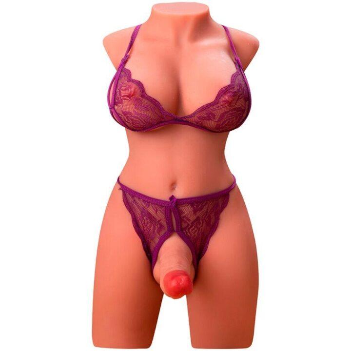 XISE - MIAH LADY BOY TORSO FEMININO COM DILDO COM VIBRAÇÃO E IMPULSIONAMENTO 55 CM