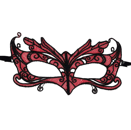 QUEEN LINGERIE - MSCARA DE RENDA COM DETALHES VERMELHOS