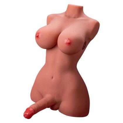 XISE - LINDO LADY BOY TORSO FEMININO COM DILDO COM VIBRAÇÃO E IMPULSÃO 49 CM