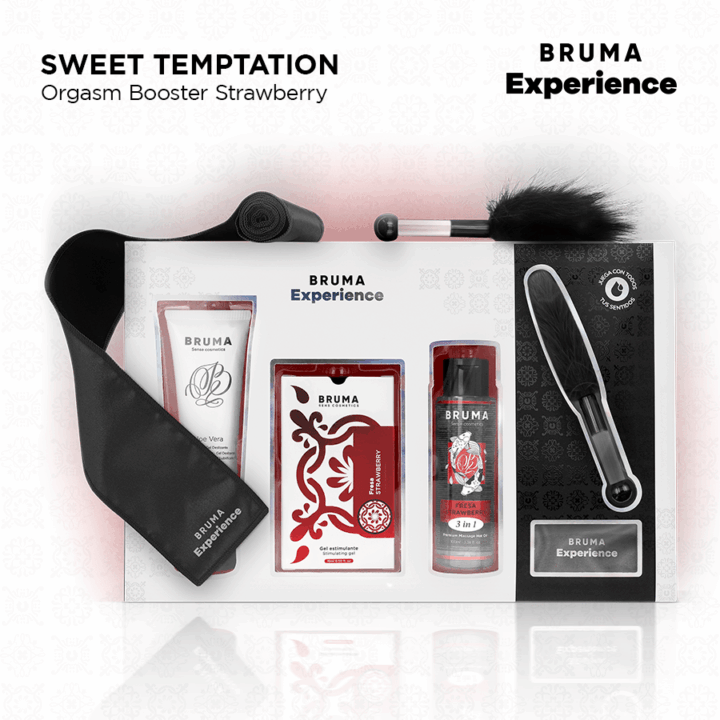 BRUMA XPERIENCE - KIT TENTAÇÃO DE MORANGO DOCE COM POTENCIALIZADOR DE ORGASMO