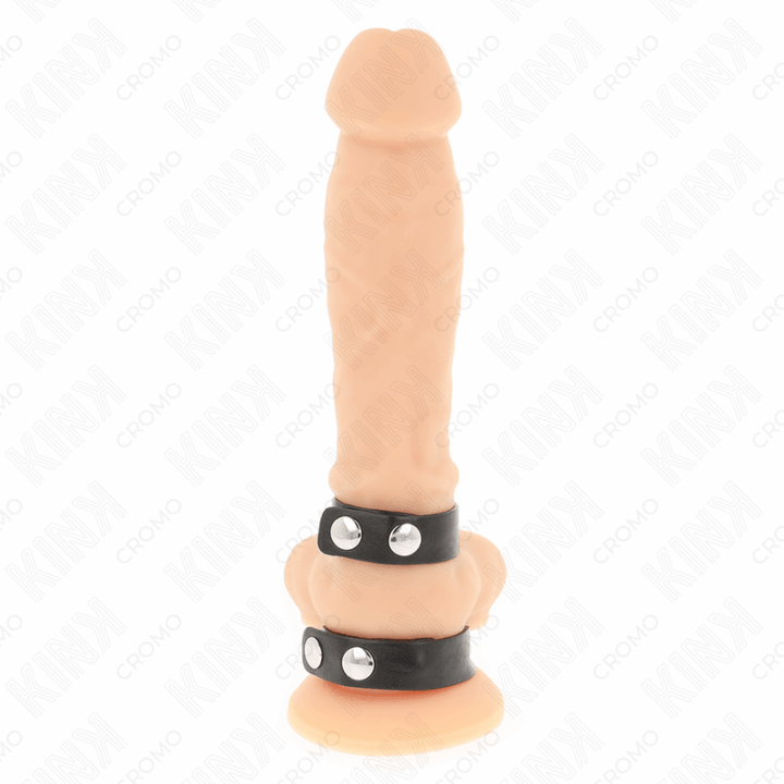 KINK - ANEL DE PÊNIS DUPLO DE COURO AJUSTÁVEL