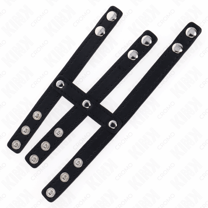 KINK - ANEL DE COURO TRIPLO PARA PÊNIS COM FECHO DE PRESSÃO